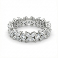 טבעת פרח משובצת - כסף 925