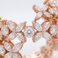 טבעת פרח משובצת - רוז גולד