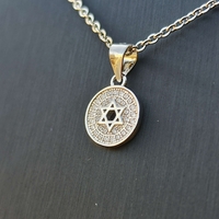 שרשרת תליון מגן דוד משובץ - כסף 925