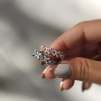 טבעת פרח משובצת - כסף 925