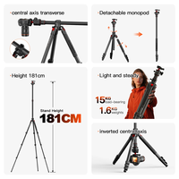 חצובה אופקית רב תכליתית ויחידת חצובה COMAN KX3939Mini A32&V1 עם ראש נוזל וראש כדורי 360°, 1810 מ