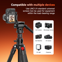 חצובה אופקית רב תכליתית ויחידת חצובה COMAN KX3939Mini A32&V1 עם ראש נוזל וראש כדורי 360°, 1810 מ