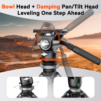 חצובת סיבי פחמן COMAN T1SV5 נפתחת בלחיצה 68.9 אינץ' לצילום וידאו וצילום עם ראש