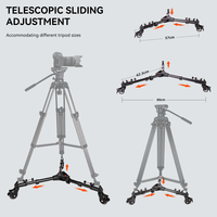 דולי עגלת חצובה COMAN DF2 עם 3 גלגלים לחצובה מתכווננת לצילום וידאו עמיד