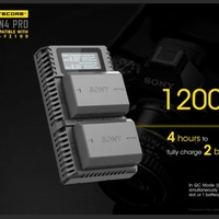חריץ כפול מטען QuickCharge 2.0 USB-C עבור סוללות Sony NP-FZ100