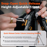 חצובת סיבי פחמן COMAN T1SV5 נפתחת בלחיצה 68.9 אינץ' לצילום וידאו וצילום עם ראש