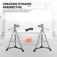 דולי עגלת חצובה COMAN DF2 עם 3 גלגלים לחצובה מתכווננת לצילום וידאו עמיד