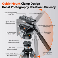 חצובת סיבי פחמן COMAN T1SV5 נפתחת בלחיצה 68.9 אינץ' לצילום וידאו וצילום עם ראש