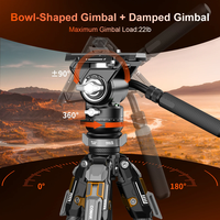 חצובת סיבי פחמן COMAN T1SV5 נפתחת בלחיצה 68.9 אינץ' לצילום וידאו וצילום עם ראש