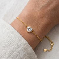 צמיד לב זירקון