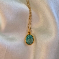 שרשרת אמזונייט ציפוי זהב