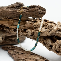 שרשרת דנית- מפנינים, המטייט זהב, טורקיז אפריקאי, גרניט ירוק