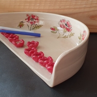 חנוכייה עבודת יד מקרמיקה עם ציור כלניות