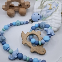 מארז דינוזאור כחול- שרוך למוצץ ונשכן