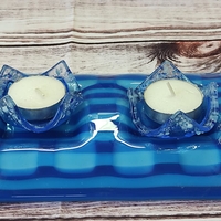 סט פמוטי שבת ומזוזה מזכוכית בעבודת יד
