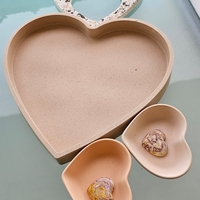 סט 4 לבבות ו 2 לבבונים מהמם בצבעי ורוד פסטל מגבס אקרילי איכותי