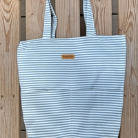 תיק TOTE גדול בעבודת יד- Canvas Sea Stripes