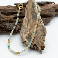 שרשרת נטע-מחרוזי אמזונייט והמטייט זהב