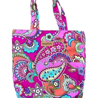 תיק TOTE גדול בעבודת יד- Paisley Orange