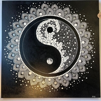 מנדלת Yin Yang ☯ אקריל על קנבס