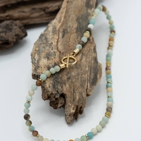 שרשרת נטע-מחרוזי אמזונייט והמטייט זהב