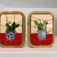 2 תמונות מיני פסיפס בעבודת יד- קקטוסים