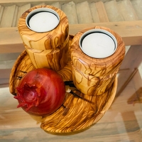 זוג פמוטים מעץ זית בעבודת יד