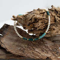 שרשרת דנית- מפנינים, המטייט זהב, טורקיז אפריקאי, גרניט ירוק