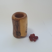 כלי לעטים¯פרחים מיובשים מגולף בעץ בעבודת יד