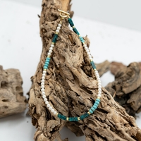 שרשרת דנית- מפנינים, המטייט זהב, טורקיז אפריקאי, גרניט ירוק