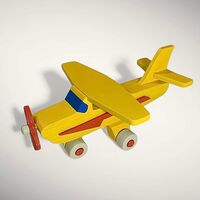 מטוס פייפר צהוב מעץ בעבודת יד