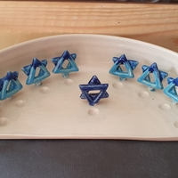 חנוכייה עבודת יד מקרמיקה עם מגן דוד