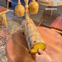 מעמד מגולף מעץ לבקבוק יין«כוסות