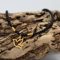 שרשרת שירי- מחרוזי אוניקס שחור ותליון ציפוי זהב