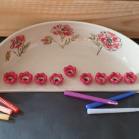 חנוכייה עבודת יד מקרמיקה עם ציור כלניות