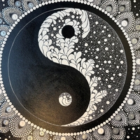 מנדלת Yin Yang ☯ אקריל על קנבס