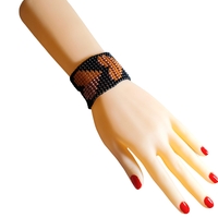 צמיד חרוזי ונציה בשיטת אריגה בנול- לב זהב