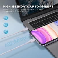 כבל טעינה UGREEN USB-C to Lightning MFi באורך 1 מטר