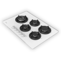 כיריים גז 5 להבות דגם MIDEA 75GP503-W מידאה -זכוכית לבנה