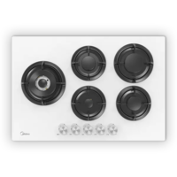 כיריים גז 5 להבות דגם MIDEA 75GP503-W מידאה -זכוכית לבנה