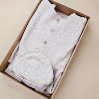 מארז סט סרוג+כובע 0-3 - בז