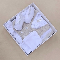 סט ווסט סרוג צמות  ניובורן - בז