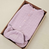 מארז סט סרוג+כובע 0-3 - ורוד