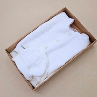 מארז סט סרוג+כובע 0-3 - לבן