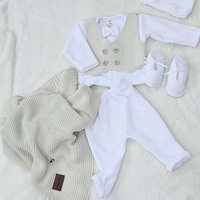 מארז ווסט סרוג NB + שמיכה  - בז