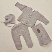 מארז סט סרוג  + שמיכה NB - חום