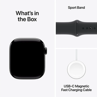 שעון חכם Apple Watch Series 10 GPS 42mm Jet Black Aluminium Case with Sport Band - S/M