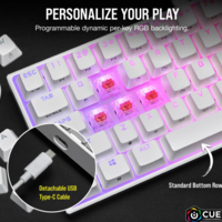 מקלדת מכנית לבנה Corsair K65 White RGB MINI 60%