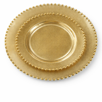 סט צלחות מהודר 16 יח' נצנץ זהב פנינים זהב