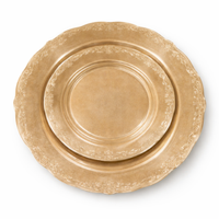 סט צלחות מהודר 16 יח' וינטאג' נצנץ זהב